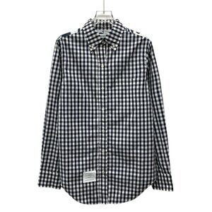 Thom Browne checkered floral print cotton collared single-breasted long-sleeve s